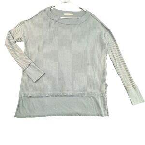 We The Free Free‎ People Gray Waffle Knit Thermal Top Long Sleeve Size Small
